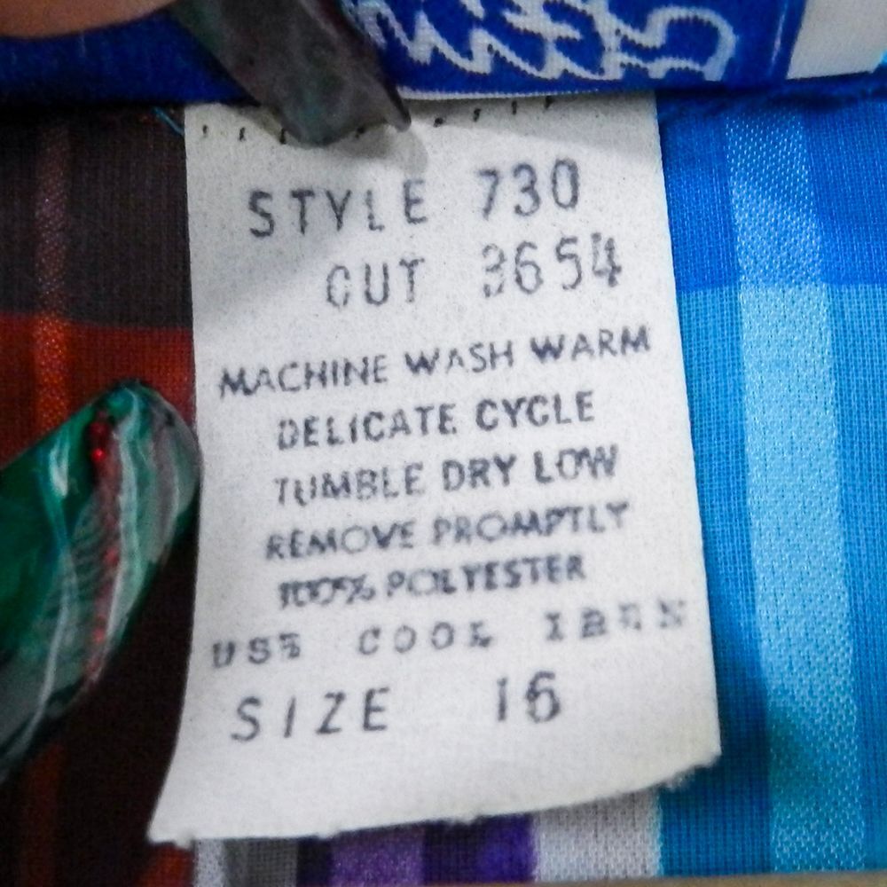 Vintage 70s Sunny‎ South Dallas Blouse Size 16 Plaid Ruffle Rainbow Disco Retro - Picture 4 of 8